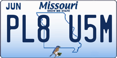MO license plate PL8U5M