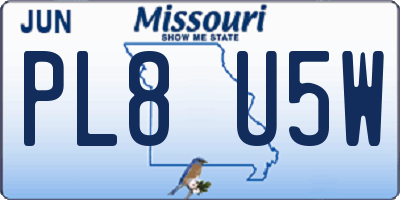 MO license plate PL8U5W