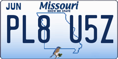 MO license plate PL8U5Z