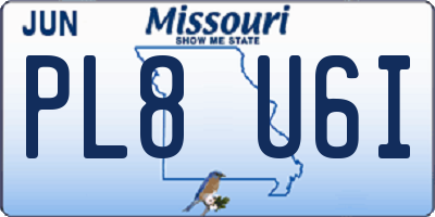 MO license plate PL8U6I