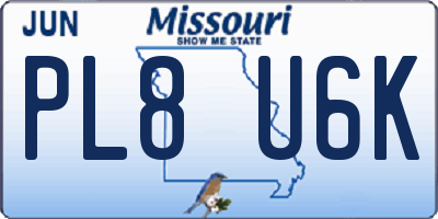 MO license plate PL8U6K