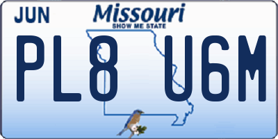 MO license plate PL8U6M