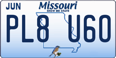 MO license plate PL8U6O
