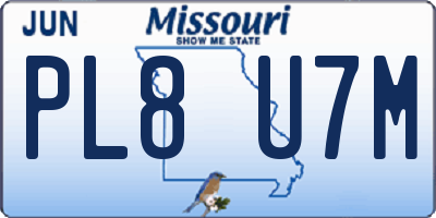 MO license plate PL8U7M