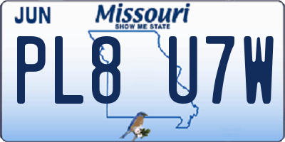 MO license plate PL8U7W
