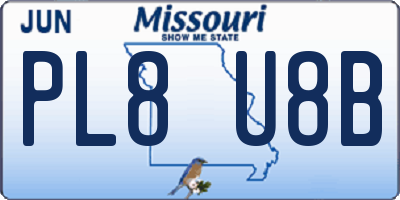 MO license plate PL8U8B