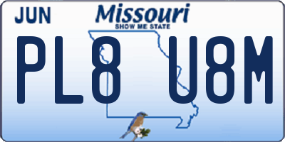 MO license plate PL8U8M