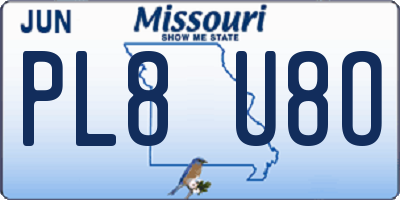 MO license plate PL8U8O