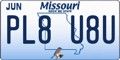 MO license plate PL8U8U