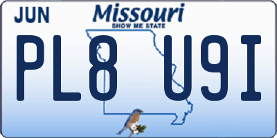 MO license plate PL8U9I
