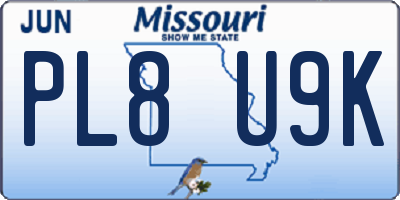 MO license plate PL8U9K