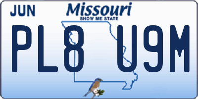 MO license plate PL8U9M