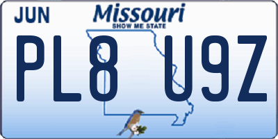 MO license plate PL8U9Z