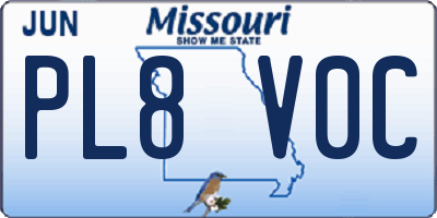 MO license plate PL8V0C