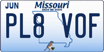 MO license plate PL8V0F