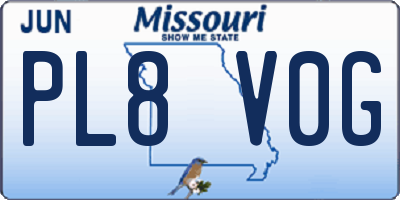 MO license plate PL8V0G