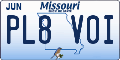 MO license plate PL8V0I