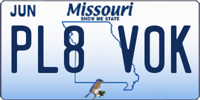 MO license plate PL8V0K