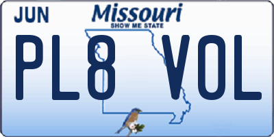 MO license plate PL8V0L