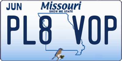 MO license plate PL8V0P