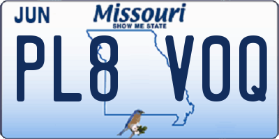 MO license plate PL8V0Q
