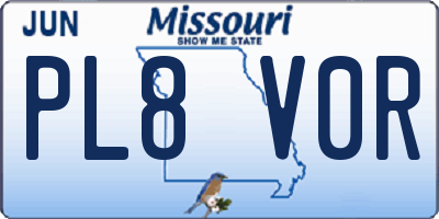 MO license plate PL8V0R