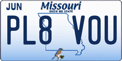 MO license plate PL8V0U