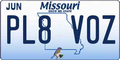 MO license plate PL8V0Z