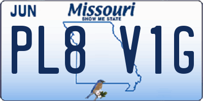MO license plate PL8V1G