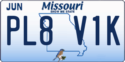 MO license plate PL8V1K