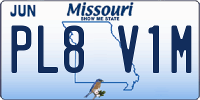 MO license plate PL8V1M