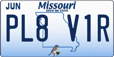 MO license plate PL8V1R