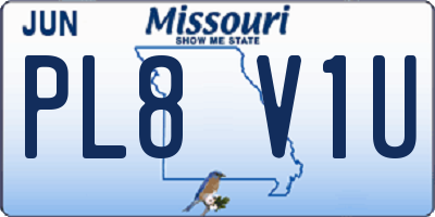 MO license plate PL8V1U