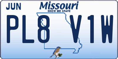 MO license plate PL8V1W