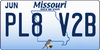 MO license plate PL8V2B
