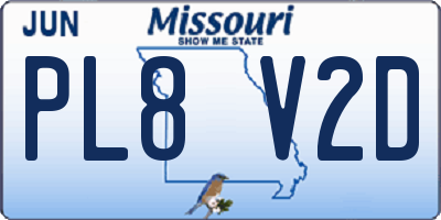 MO license plate PL8V2D