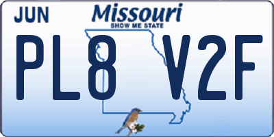 MO license plate PL8V2F