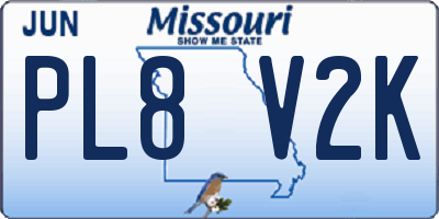 MO license plate PL8V2K