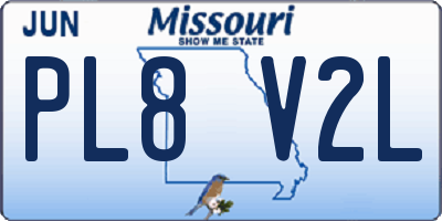 MO license plate PL8V2L