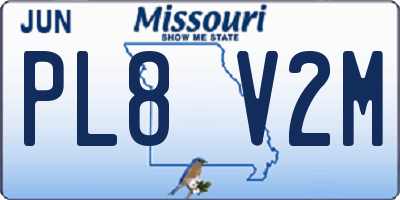 MO license plate PL8V2M