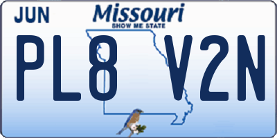MO license plate PL8V2N
