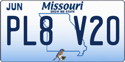 MO license plate PL8V2O