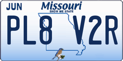 MO license plate PL8V2R