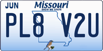 MO license plate PL8V2U