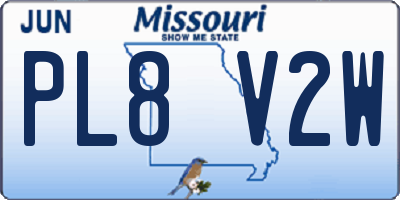 MO license plate PL8V2W