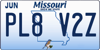 MO license plate PL8V2Z