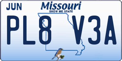 MO license plate PL8V3A