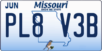 MO license plate PL8V3B