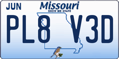 MO license plate PL8V3D