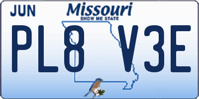 MO license plate PL8V3E